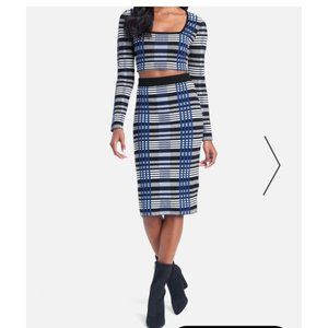 NWOT Bebe PLAID LONG SLEEVE TWO PIECE SWEATER DRESS - Small